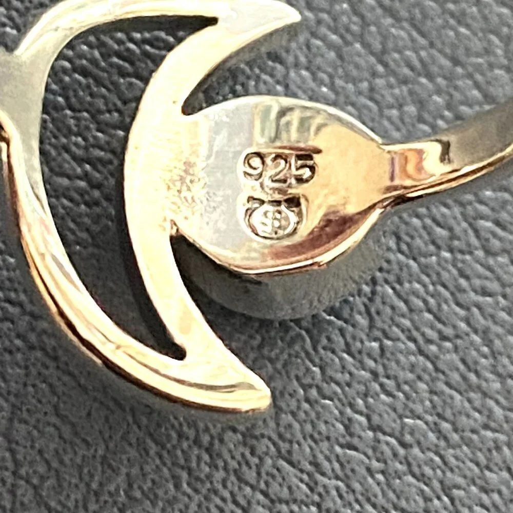 Sterling Silver 925 Thai Crescent Moon Round Turquoise Celestial Ring Sz 6.5 NEW